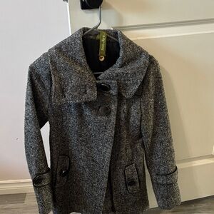 Soia & Kyo Black and Gray Women's Pea Coat, size medium, fits like a small